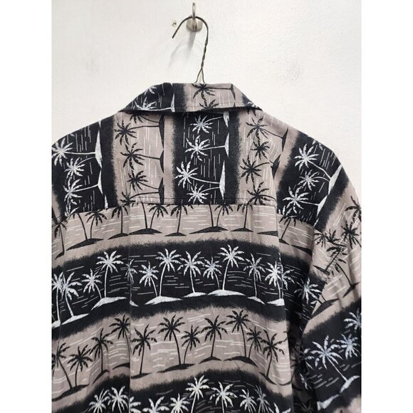 Cactus Black Label Mens Hawaiian Shirt Size XL Tan Black Palm Tree Short Sleeve - Picture 7 of 7